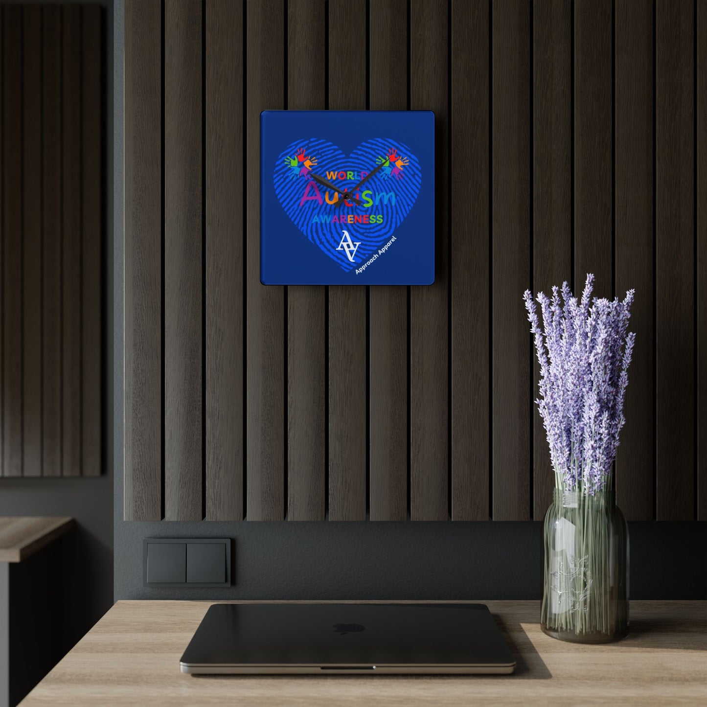 Approach Apparel Autism Awareness Acrylic Wall Clock, Home Decor, Gift for Autism Month, Educational Wall Art, Motivational Gift