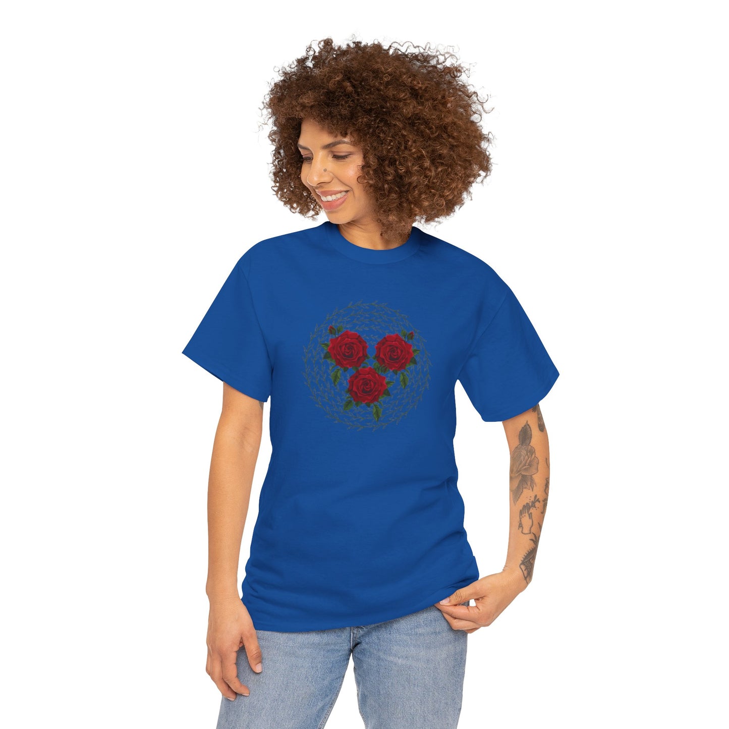 Approach Apparel Rose Embroidered Heavy Cotton Tee, Casual Summer Top, Vintage Style Gift, Floral Graphic Shirt, Trendy Streetwear