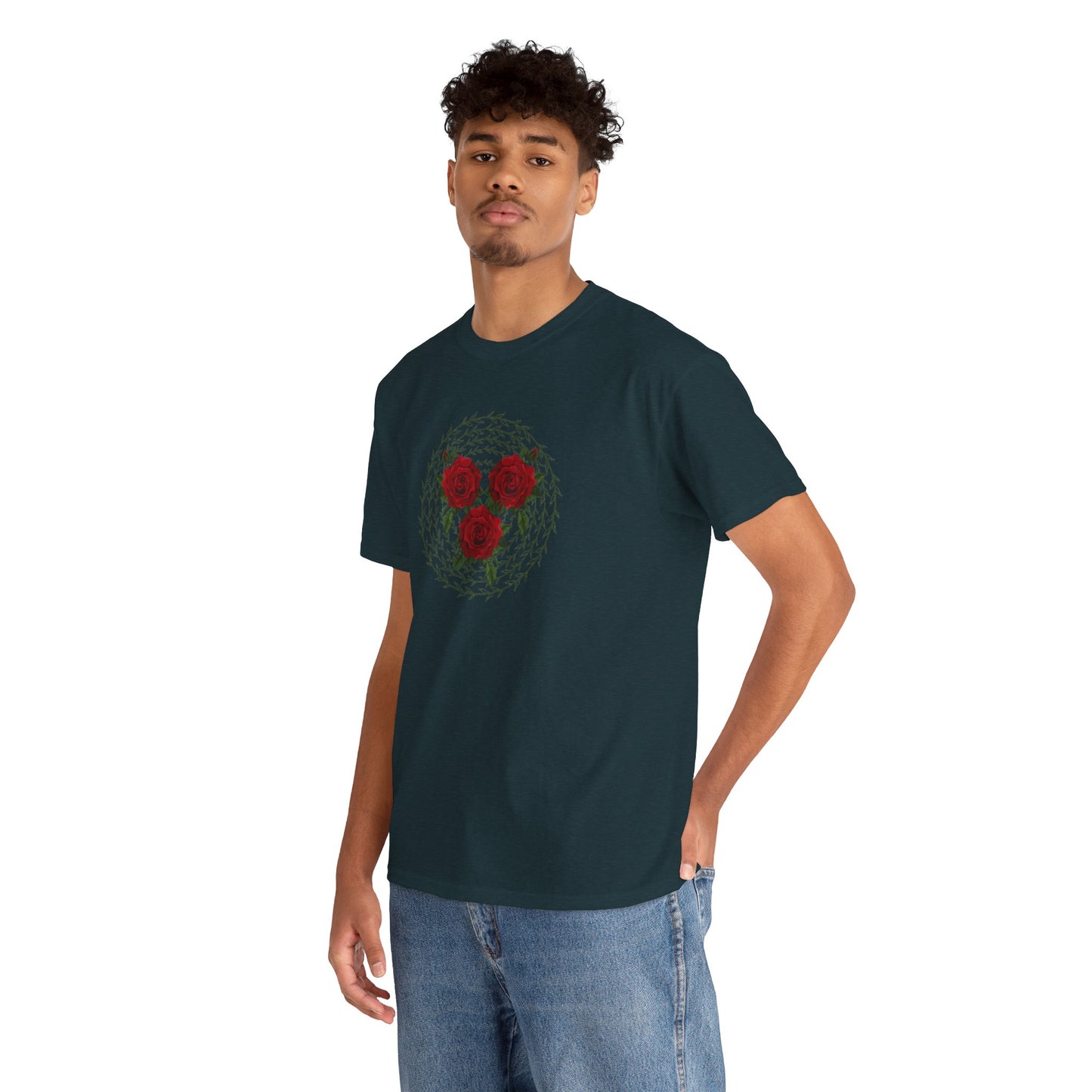 Approach Apparel Rose Embroidered Heavy Cotton Tee, Casual Summer Top, Vintage Style Gift, Floral Graphic Shirt, Trendy Streetwear