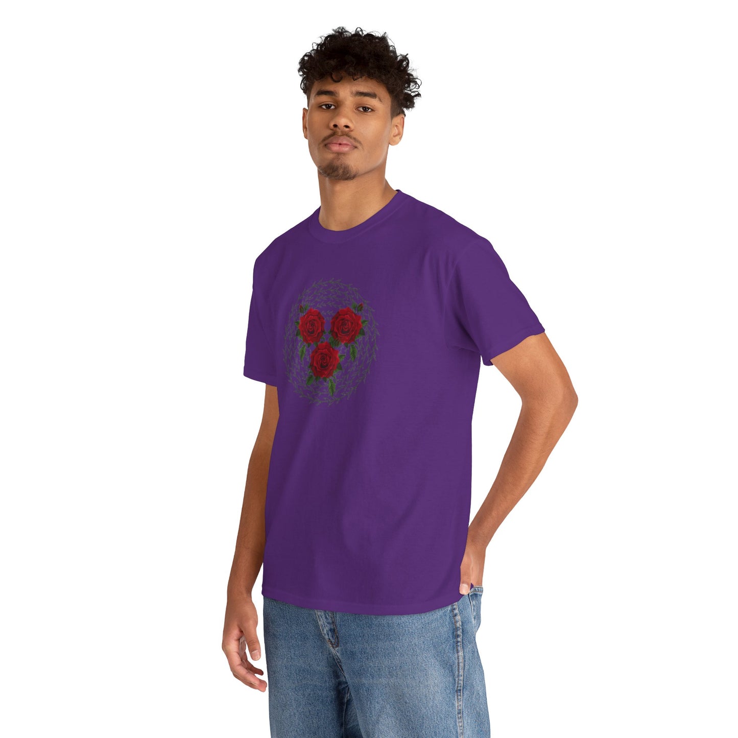 Approach Apparel Rose Embroidered Heavy Cotton Tee, Casual Summer Top, Vintage Style Gift, Floral Graphic Shirt, Trendy Streetwear
