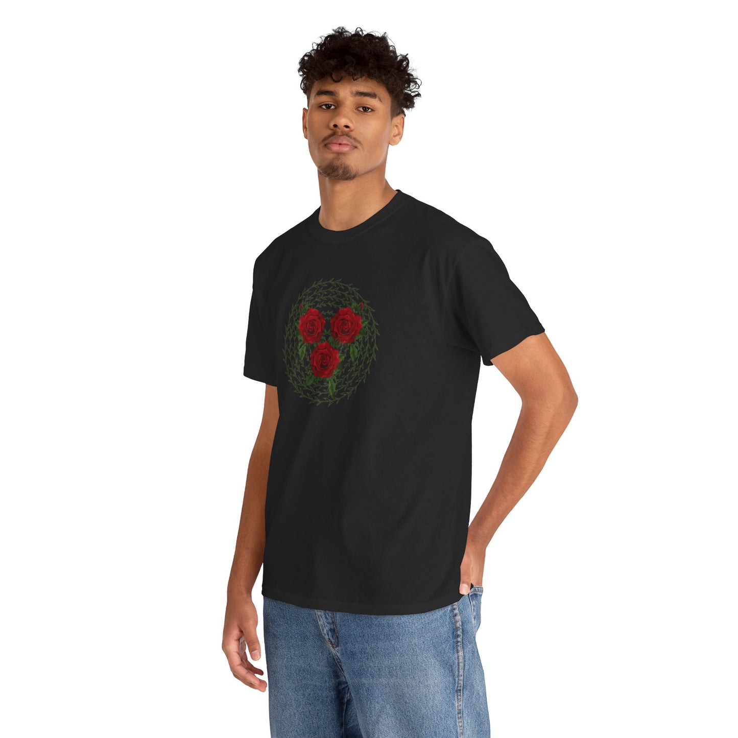 Approach Apparel Rose Embroidered Heavy Cotton Tee, Casual Summer Top, Vintage Style Gift, Floral Graphic Shirt, Trendy Streetwear