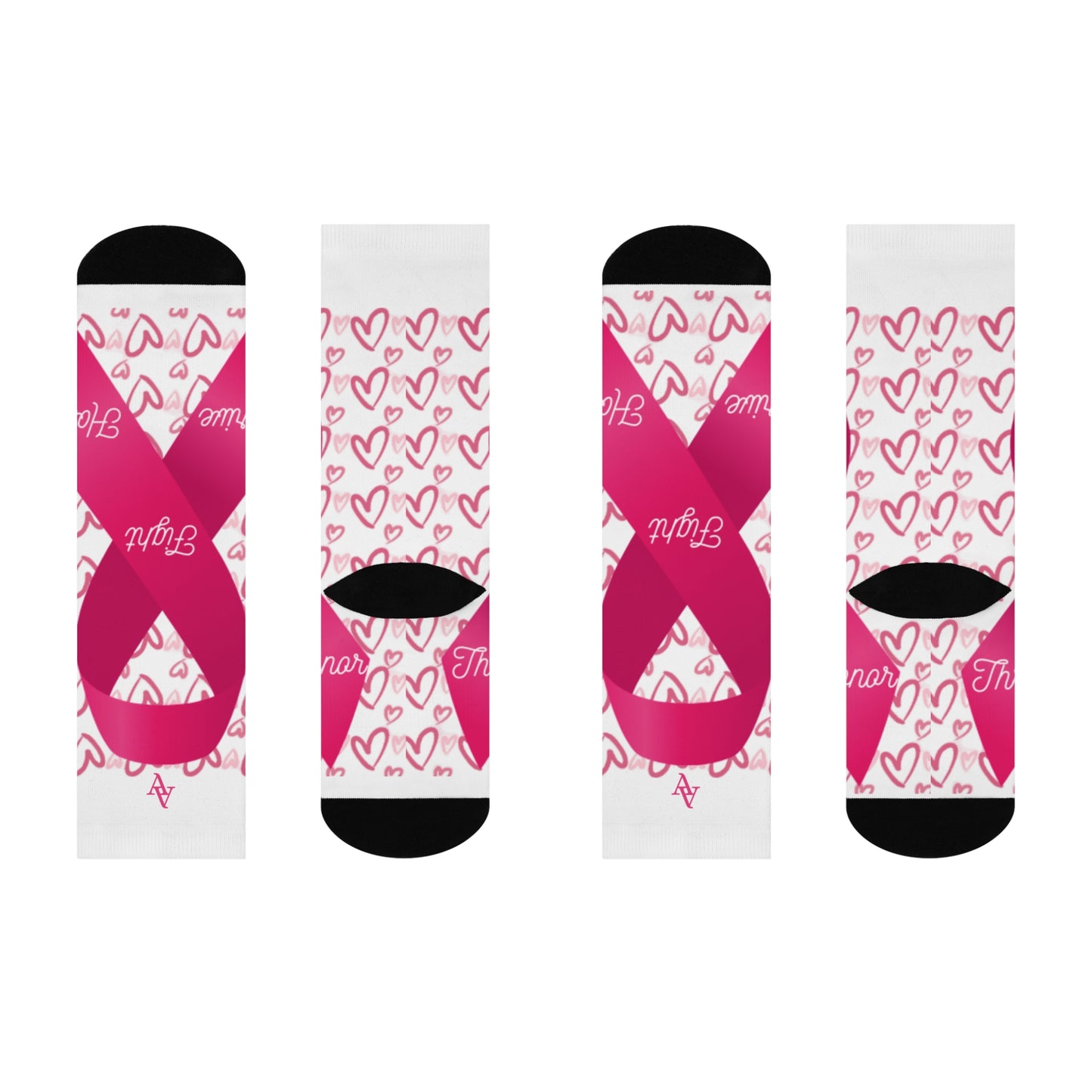 Approach Apparel Pink Ribbon Crew Socks - 'Fight, Honor, Love' Design - Perfect for Breast Cancer Awareness