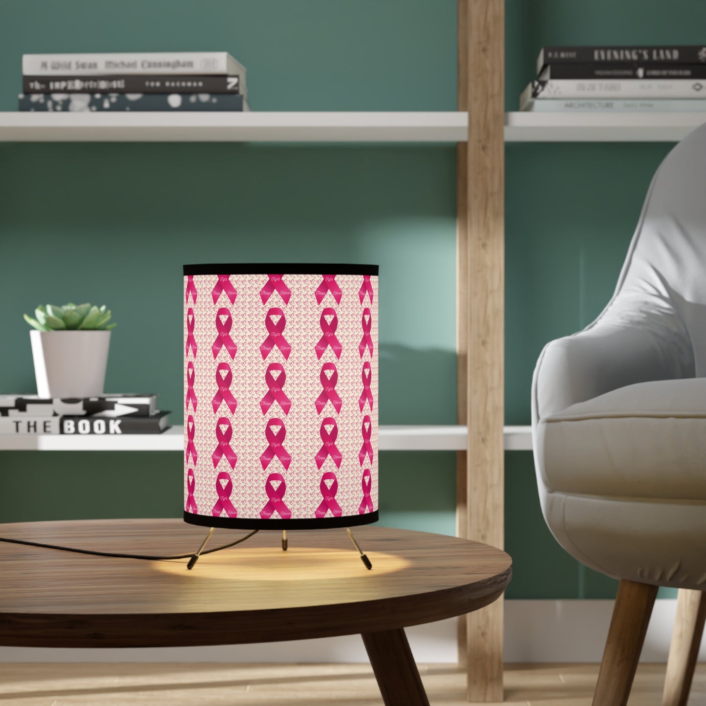 Approach Apparel Tripod Lamp, Breast Cancer Awareness Light, Home Decor, Unique Gift, Lighting for Celebrations, Supportive Design