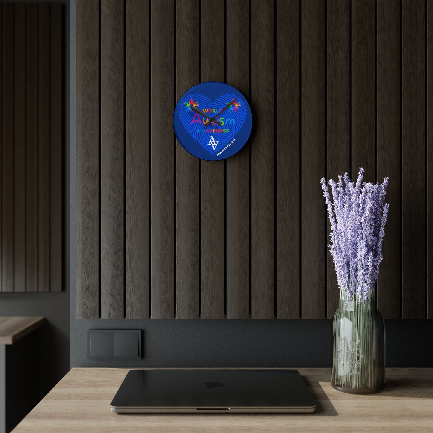 Approach Apparel Autism Awareness Acrylic Wall Clock, Home Decor, Gift for Autism Month, Educational Wall Art, Motivational Gift
