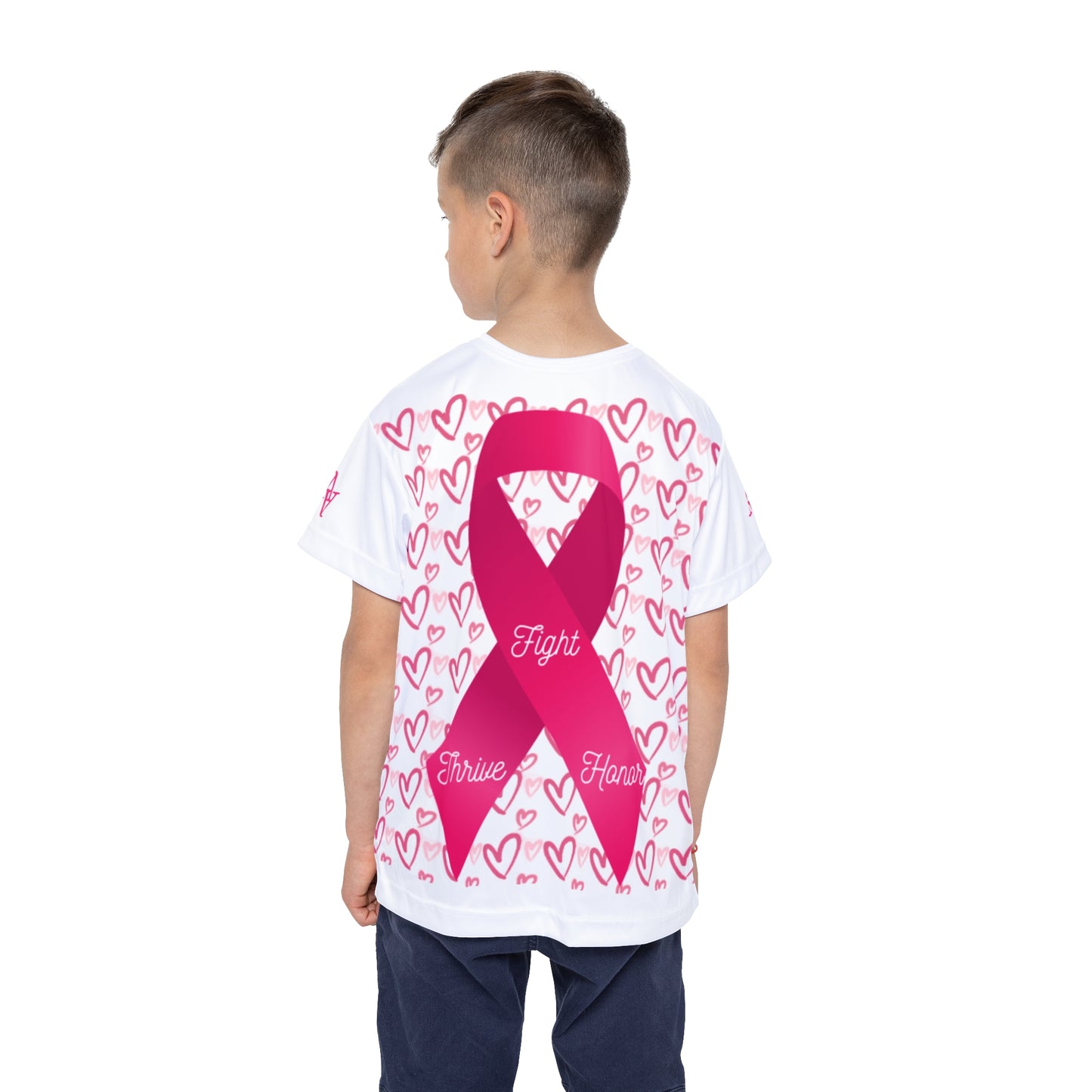 Approach Apparel Kids Sports Jersey - Fight, Thrive, Honor Breast Cancer Awareness Tee