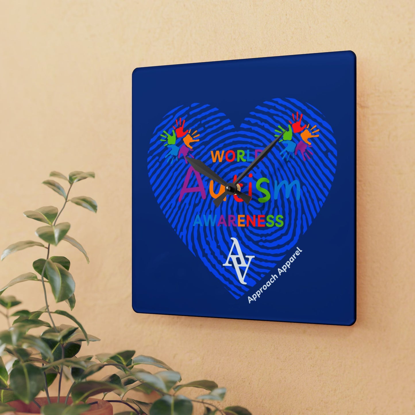 Approach Apparel Autism Awareness Acrylic Wall Clock, Home Decor, Gift for Autism Month, Educational Wall Art, Motivational Gift