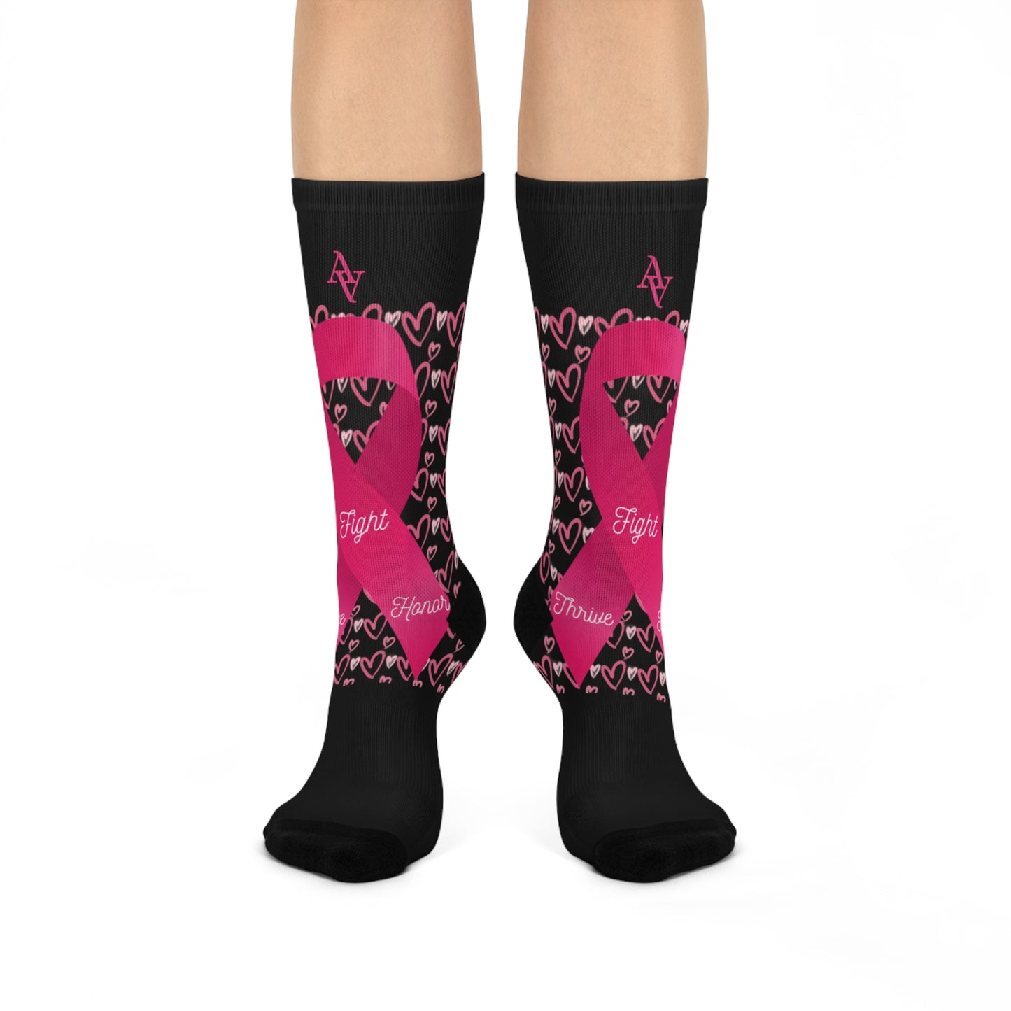 Approach Apparel Breast Cancer Awareness Cushioned Crew Socks - Fight, Honor, Love