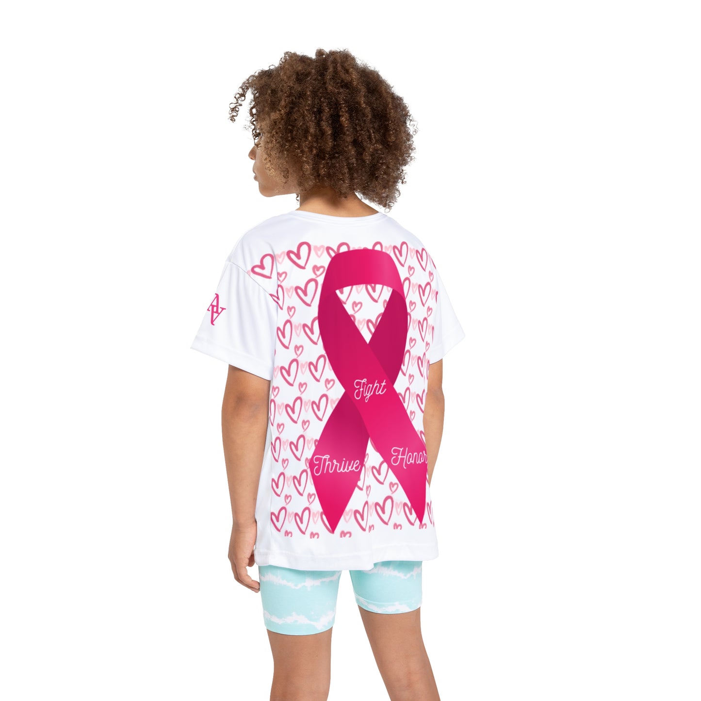 Approach Apparel Kids Sports Jersey - Fight, Thrive, Honor Breast Cancer Awareness Tee