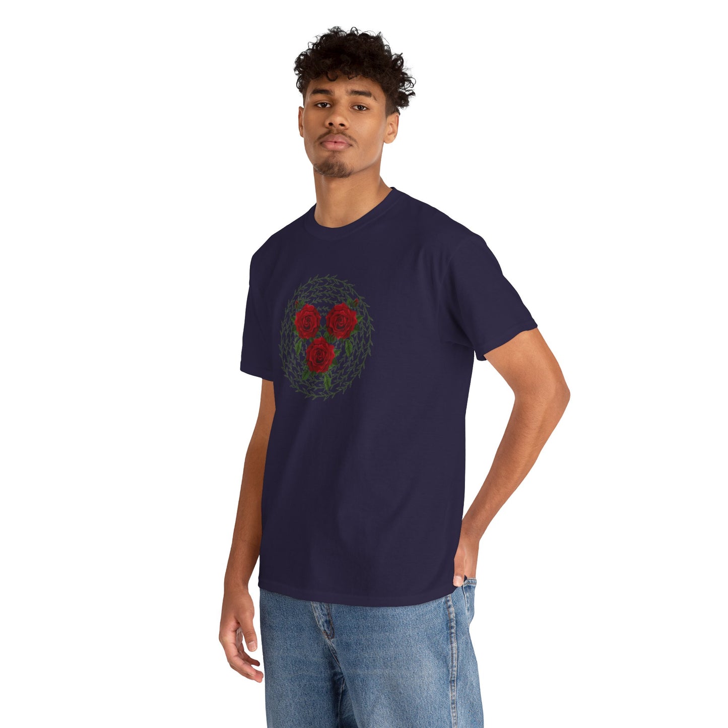Approach Apparel Rose Embroidered Heavy Cotton Tee, Casual Summer Top, Vintage Style Gift, Floral Graphic Shirt, Trendy Streetwear