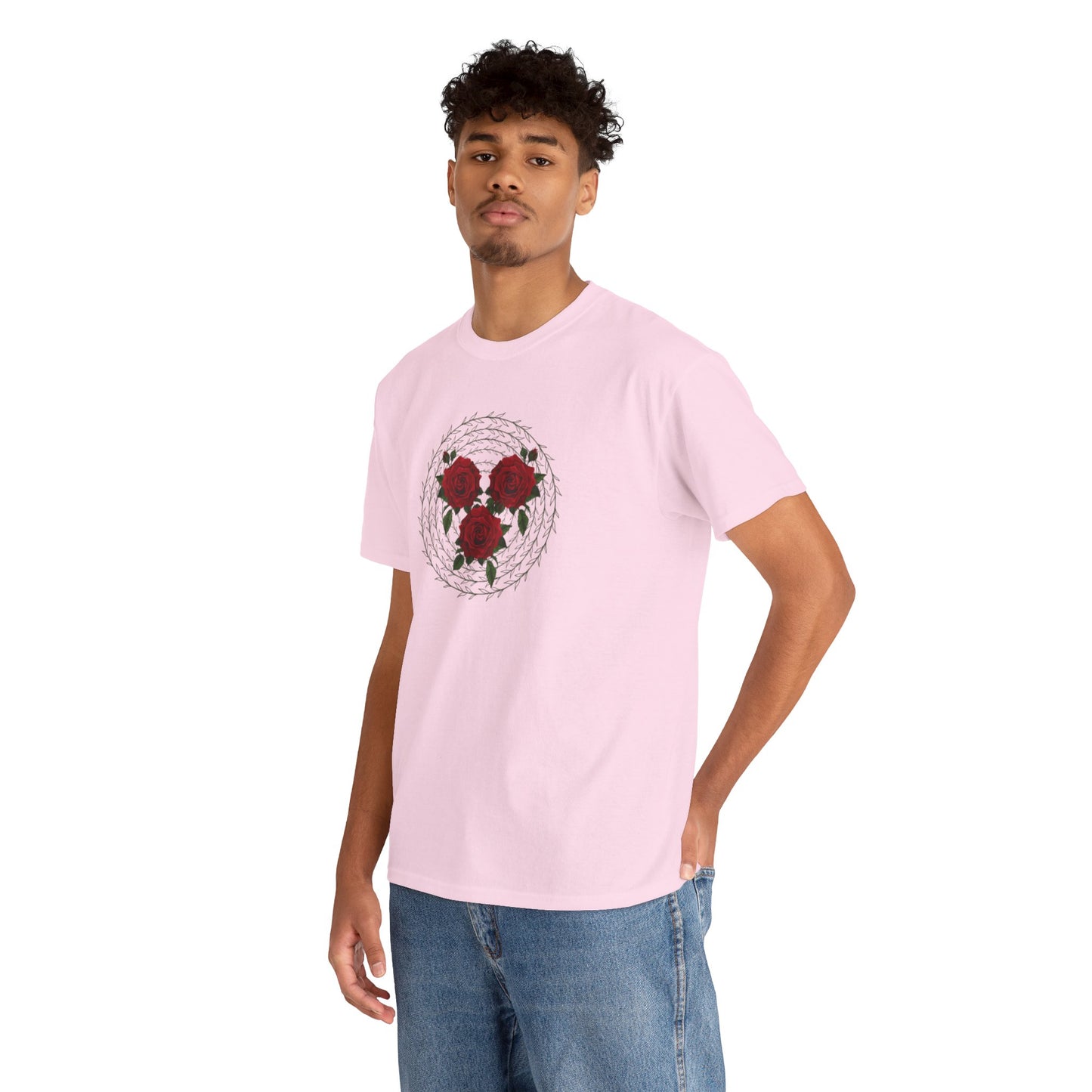 Approach Apparel Rose Embroidered Heavy Cotton Tee, Casual Summer Top, Vintage Style Gift, Floral Graphic Shirt, Trendy Streetwear