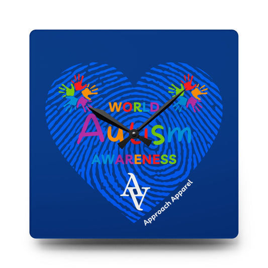 Approach Apparel Autism Awareness Acrylic Wall Clock, Home Decor, Gift for Autism Month, Educational Wall Art, Motivational Gift