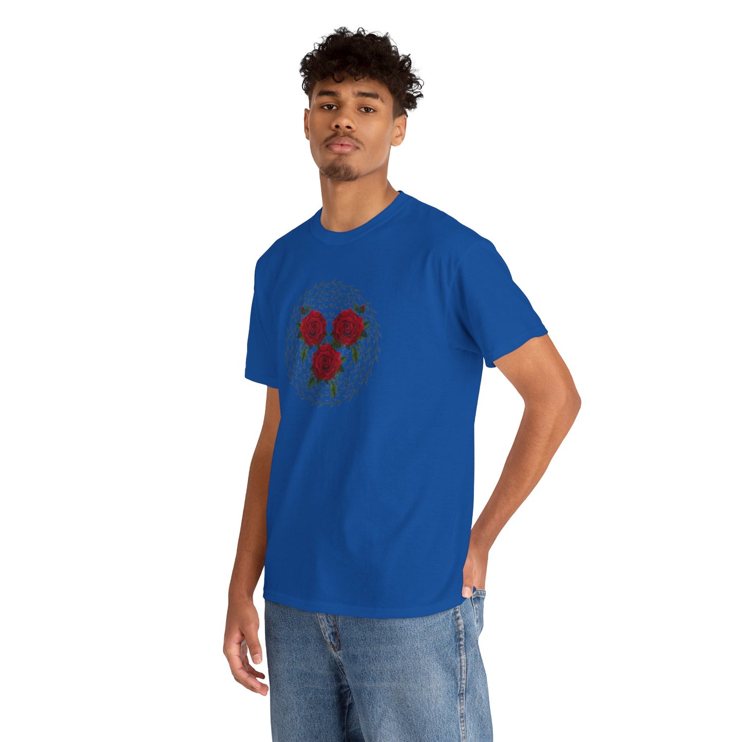 Approach Apparel Rose Embroidered Heavy Cotton Tee, Casual Summer Top, Vintage Style Gift, Floral Graphic Shirt, Trendy Streetwear