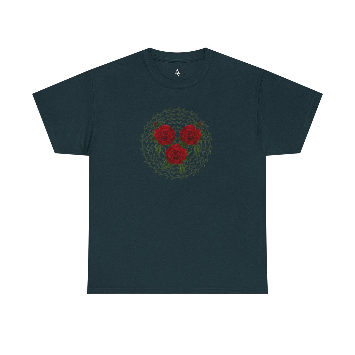 Approach Apparel Rose Embroidered Heavy Cotton Tee, Casual Summer Top, Vintage Style Gift, Floral Graphic Shirt, Trendy Streetwear