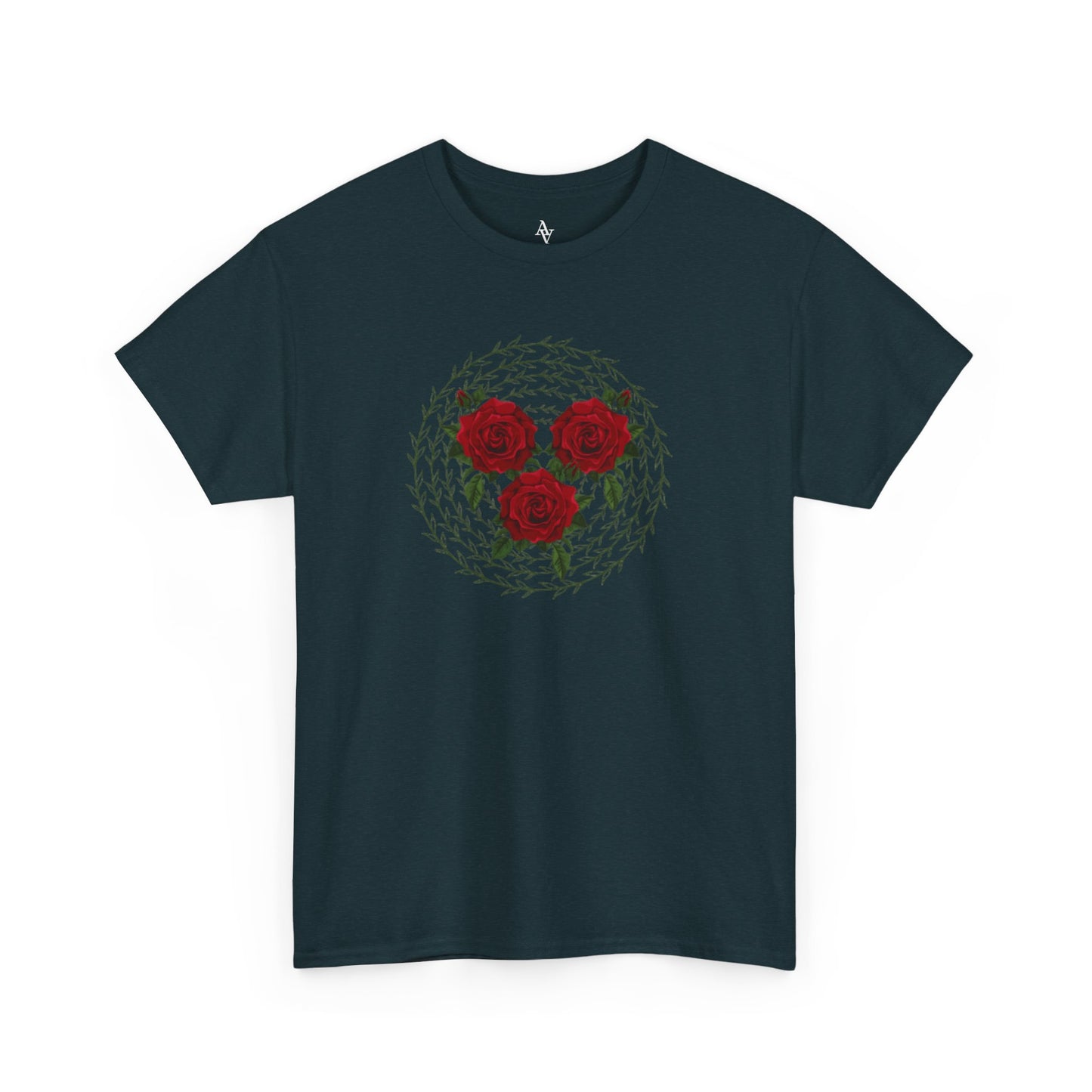 Approach Apparel Rose Embroidered Heavy Cotton Tee, Casual Summer Top, Vintage Style Gift, Floral Graphic Shirt, Trendy Streetwear