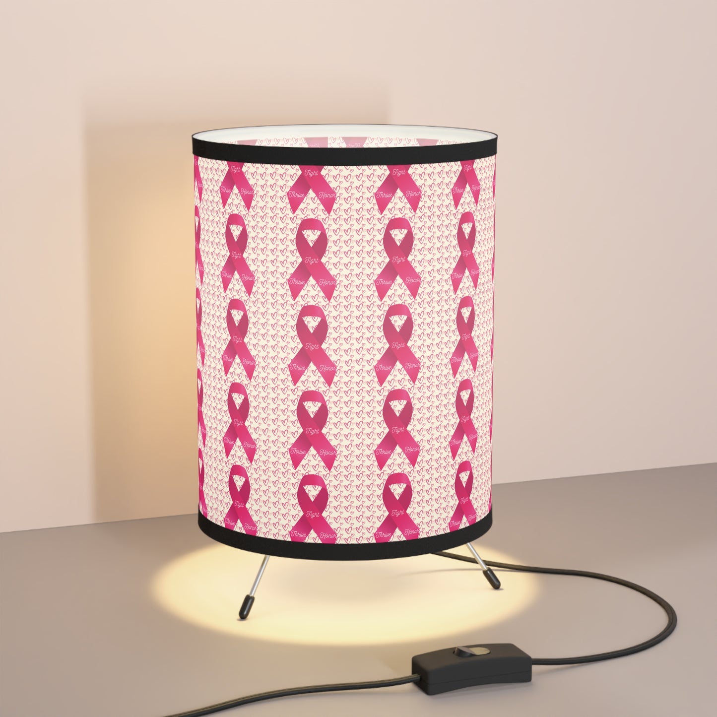 Approach Apparel Tripod Lamp, Breast Cancer Awareness Light, Home Decor, Unique Gift, Lighting for Celebrations, Supportive Design