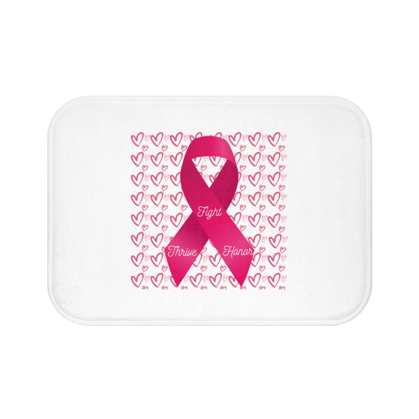 Approach Apparel Pink Ribbon Bath Mat for Awareness, Fight Cancer Bathroom Decor, Support Breast Cancer Fighters, Gift for Survivors, Heart Ribbon Design