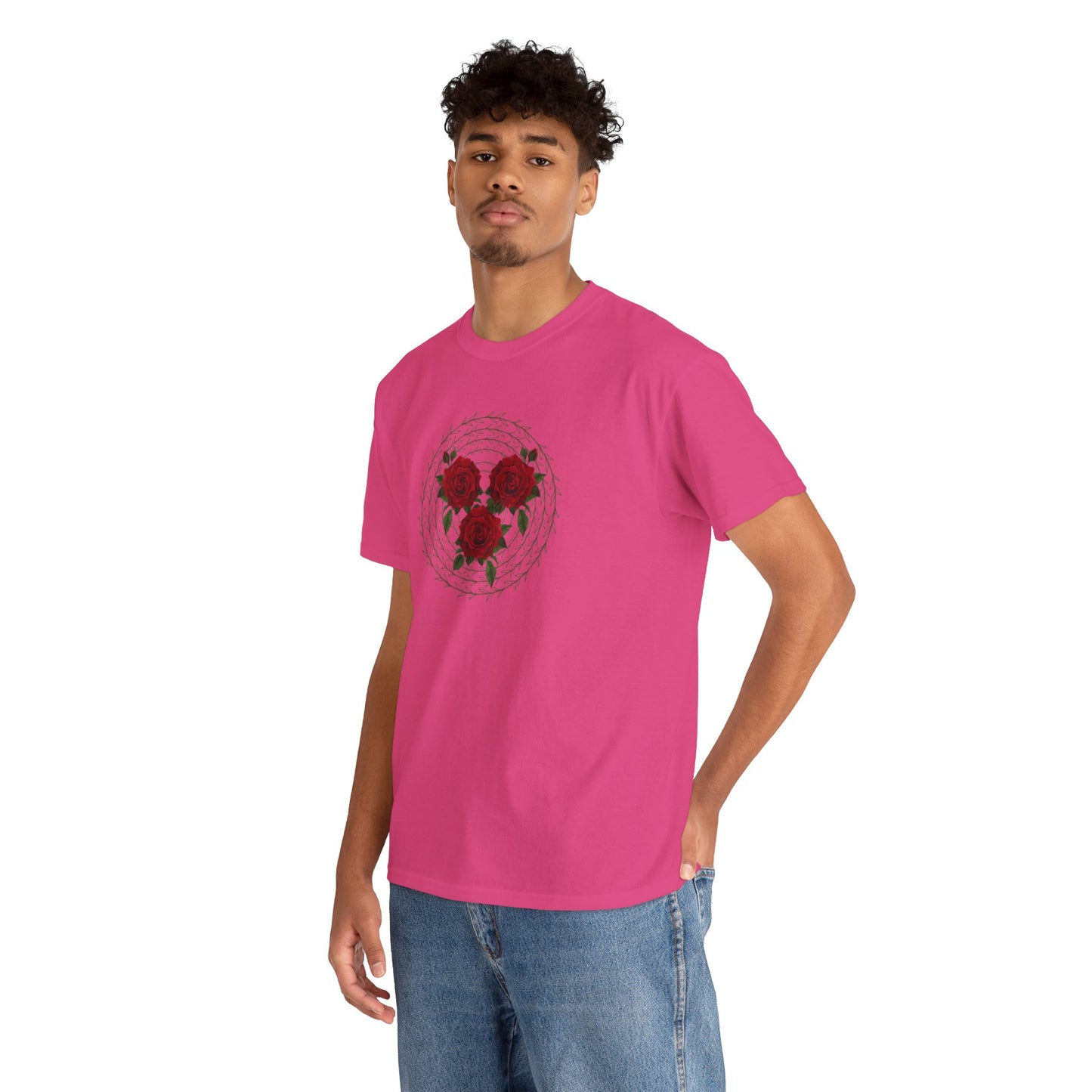Approach Apparel Rose Embroidered Heavy Cotton Tee, Casual Summer Top, Vintage Style Gift, Floral Graphic Shirt, Trendy Streetwear
