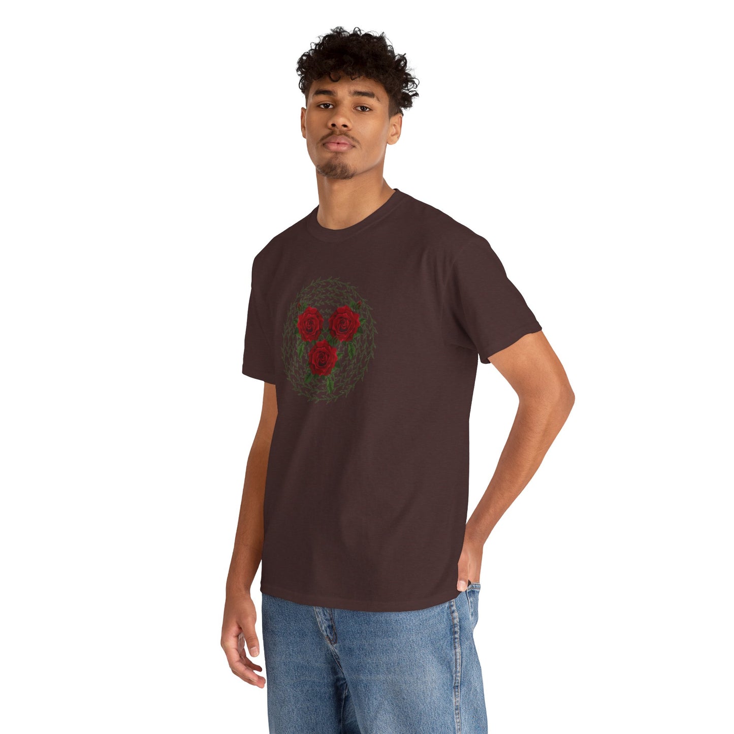 Approach Apparel Rose Embroidered Heavy Cotton Tee, Casual Summer Top, Vintage Style Gift, Floral Graphic Shirt, Trendy Streetwear
