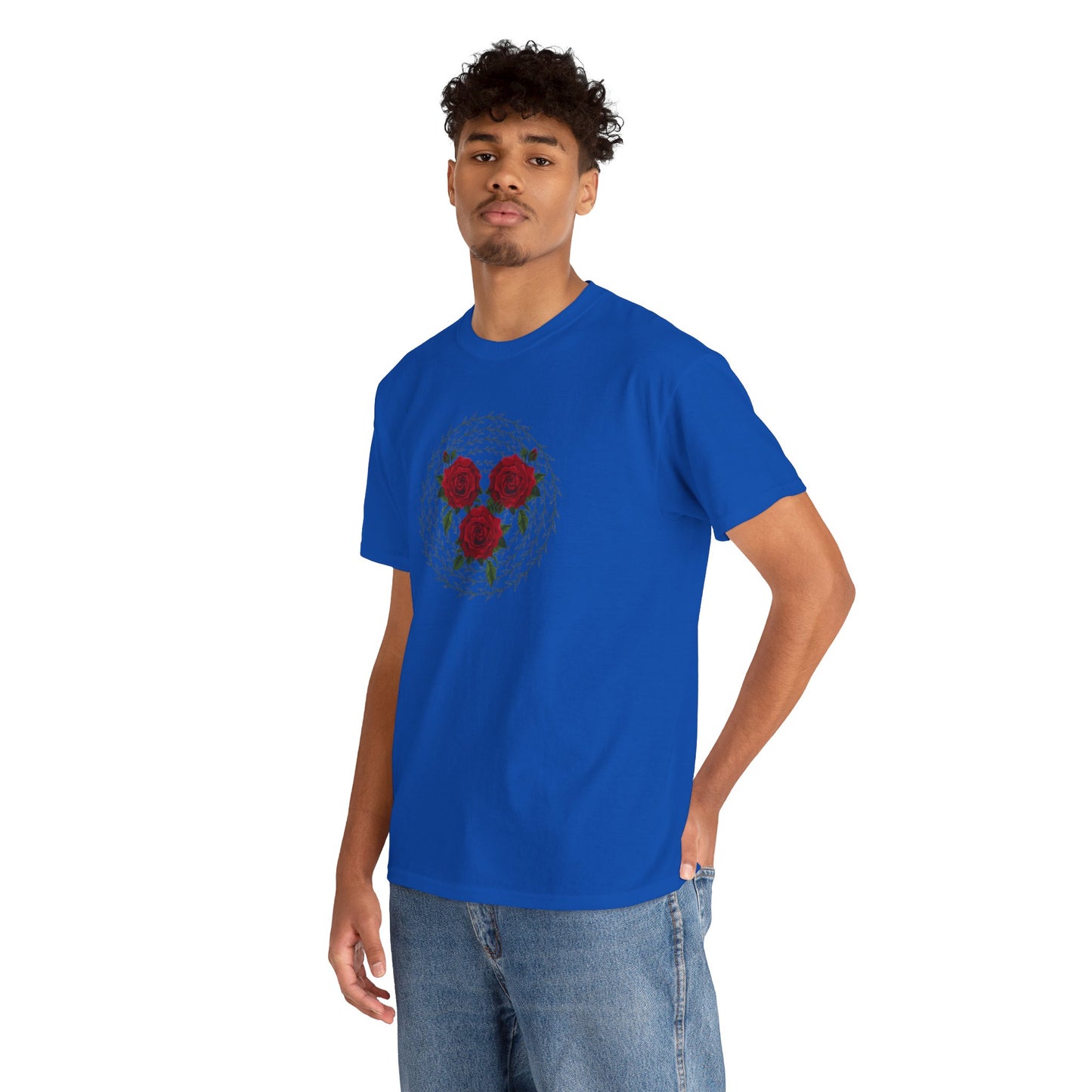 Approach Apparel Rose Embroidered Heavy Cotton Tee, Casual Summer Top, Vintage Style Gift, Floral Graphic Shirt, Trendy Streetwear