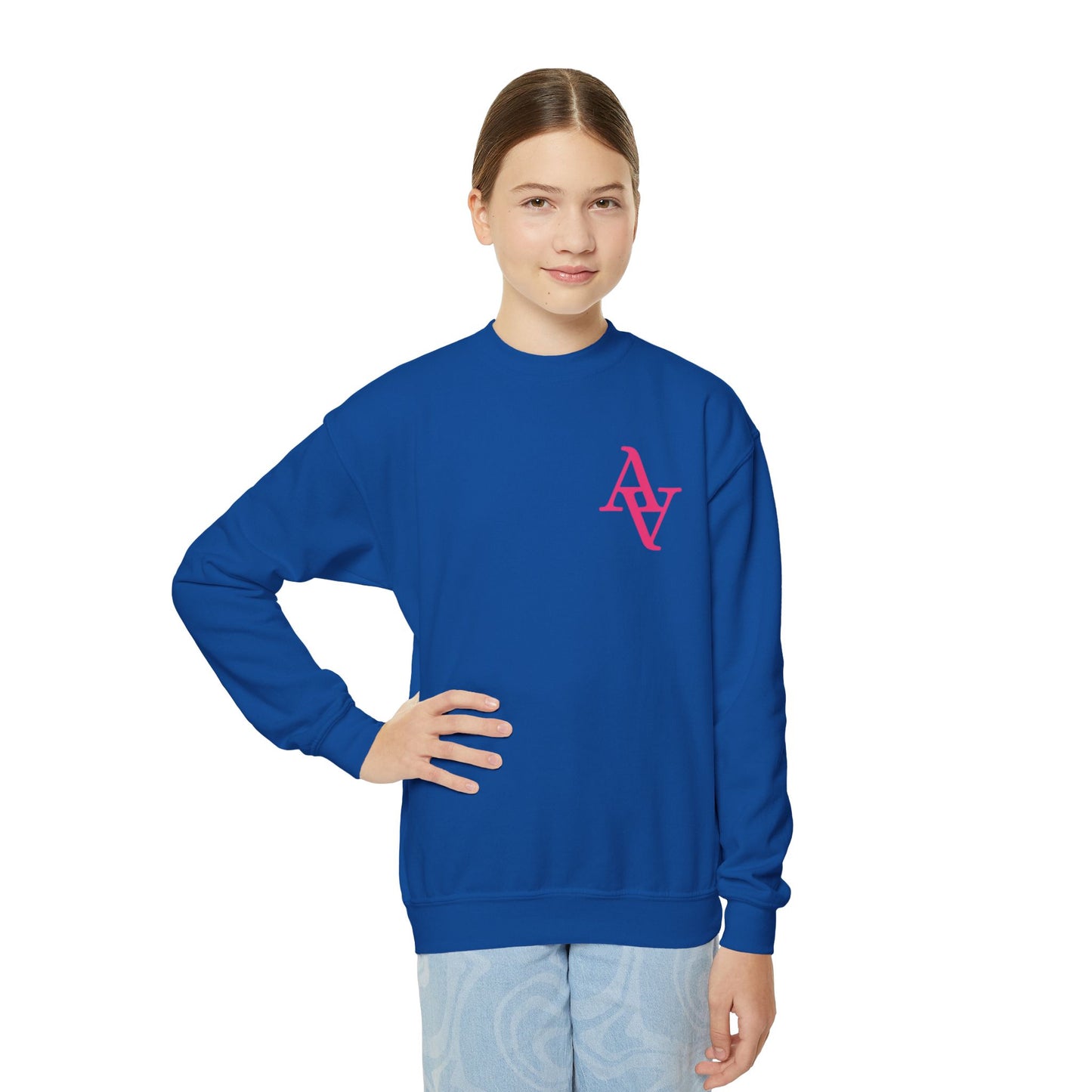 Approach Apparel Breast Cancer Awareness Youth Crewneck Sweatshirt, Supportive Apparel, Gift for Teens, Love, Empowerment, Pink Ribbon