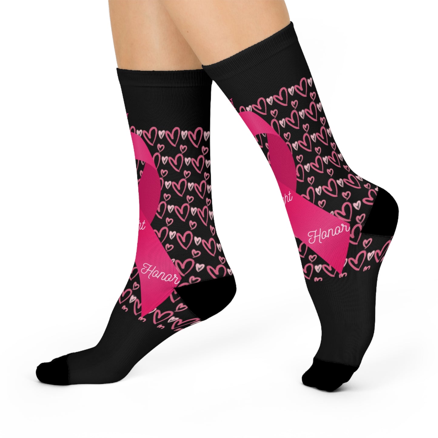 Approach Apparel Breast Cancer Awareness Cushioned Crew Socks - Fight, Honor, Love