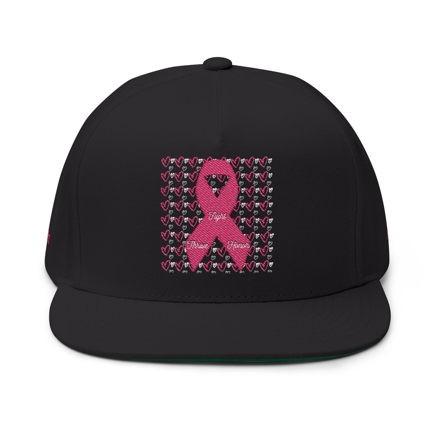 Approach Apparel Pink Ribbon Flat Bill Cap (Embroidery) - 'Fight, Honor, Love' Design