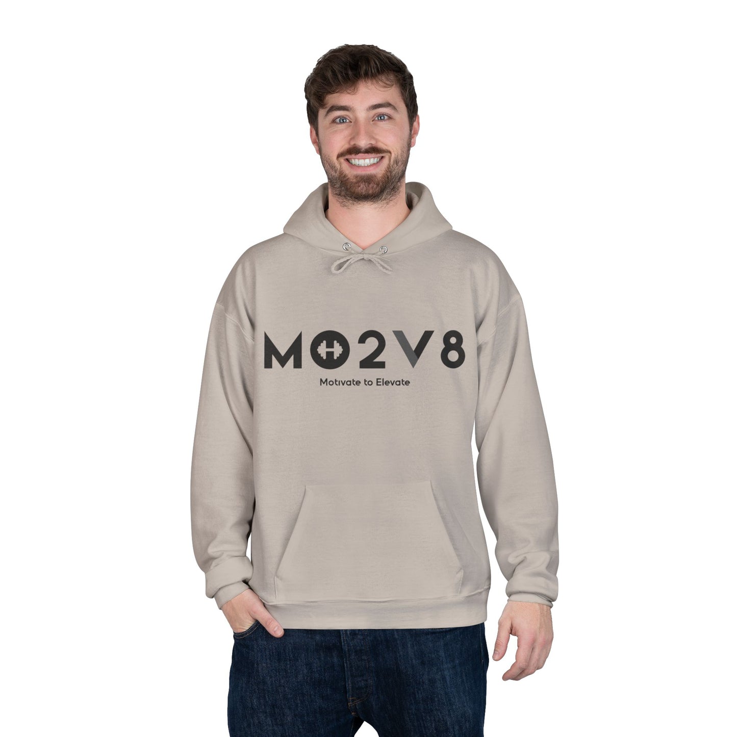 MO2V8 Eco-Friendly Motivational Hoodie - Unisex Pullover Sweatshirt, Gifts for Eco-Conscious, Casual Wear, Positive Vibes, Everyday Comfort
