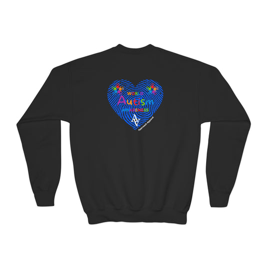 Approach Apparel Youth Crewneck Sweatshirt - Autism Awareness Heart Design
