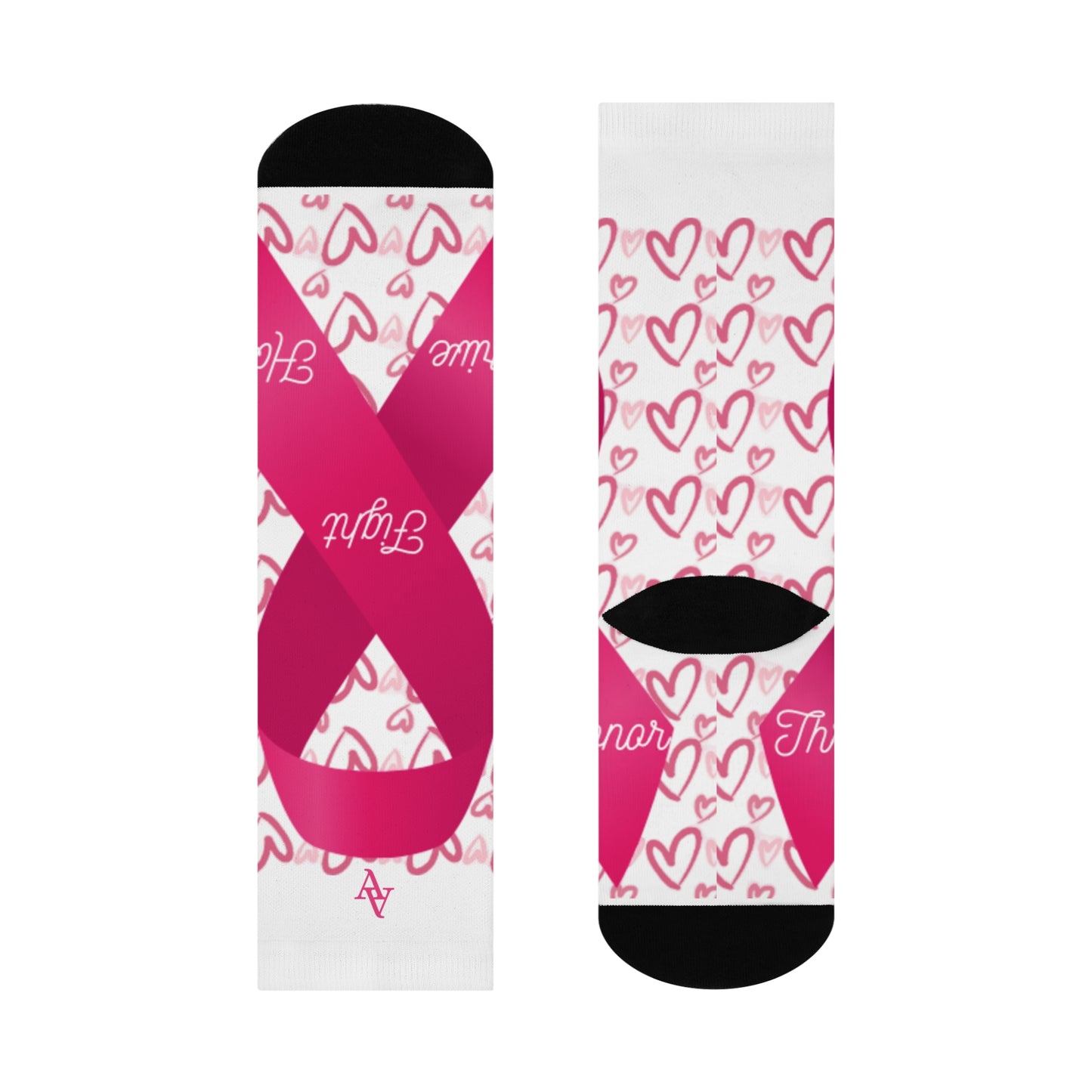 Approach Apparel Pink Ribbon Crew Socks - 'Fight, Honor, Love' Design - Perfect for Breast Cancer Awareness