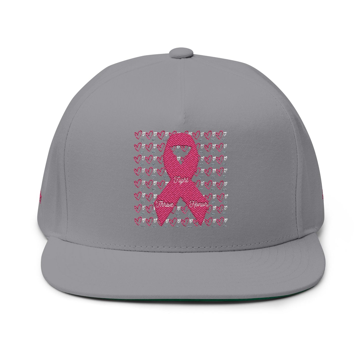 Approach Apparel Pink Ribbon Flat Bill Cap (Embroidery) - 'Fight, Honor, Love' Design