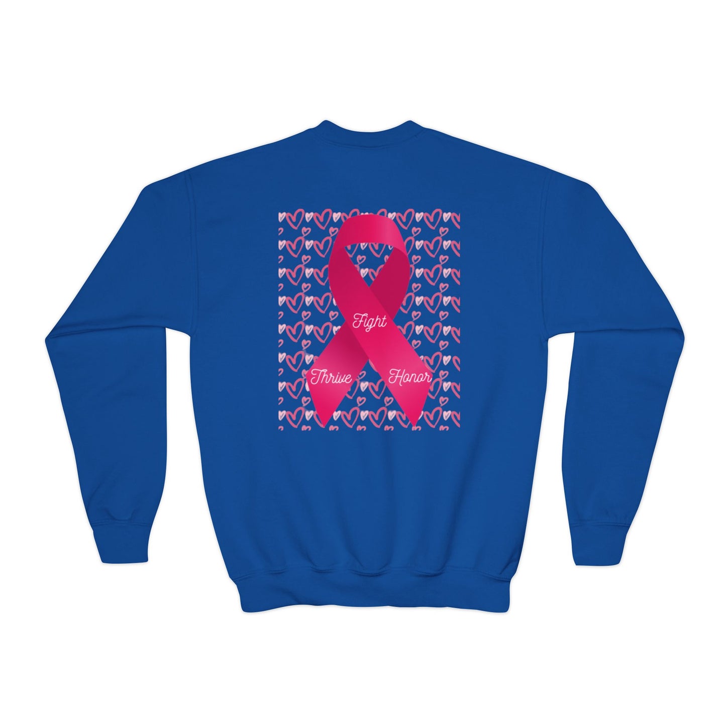 Approach Apparel Breast Cancer Awareness Youth Crewneck Sweatshirt, Supportive Apparel, Gift for Teens, Love, Empowerment, Pink Ribbon