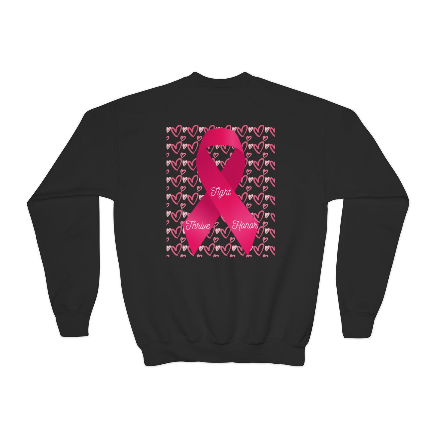 Approach Apparel Breast Cancer Awareness Youth Crewneck Sweatshirt, Supportive Apparel, Gift for Teens, Love, Empowerment, Pink Ribbon