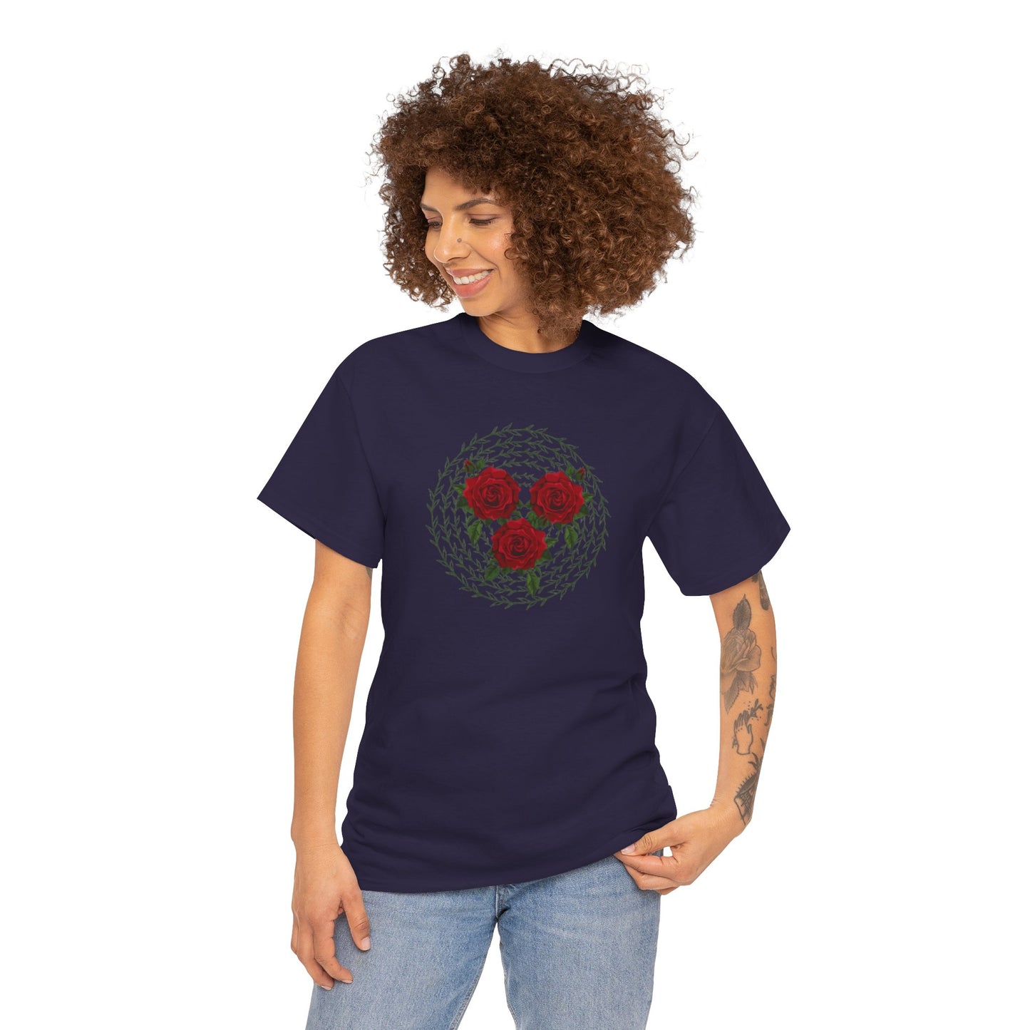 Approach Apparel Rose Embroidered Heavy Cotton Tee, Casual Summer Top, Vintage Style Gift, Floral Graphic Shirt, Trendy Streetwear
