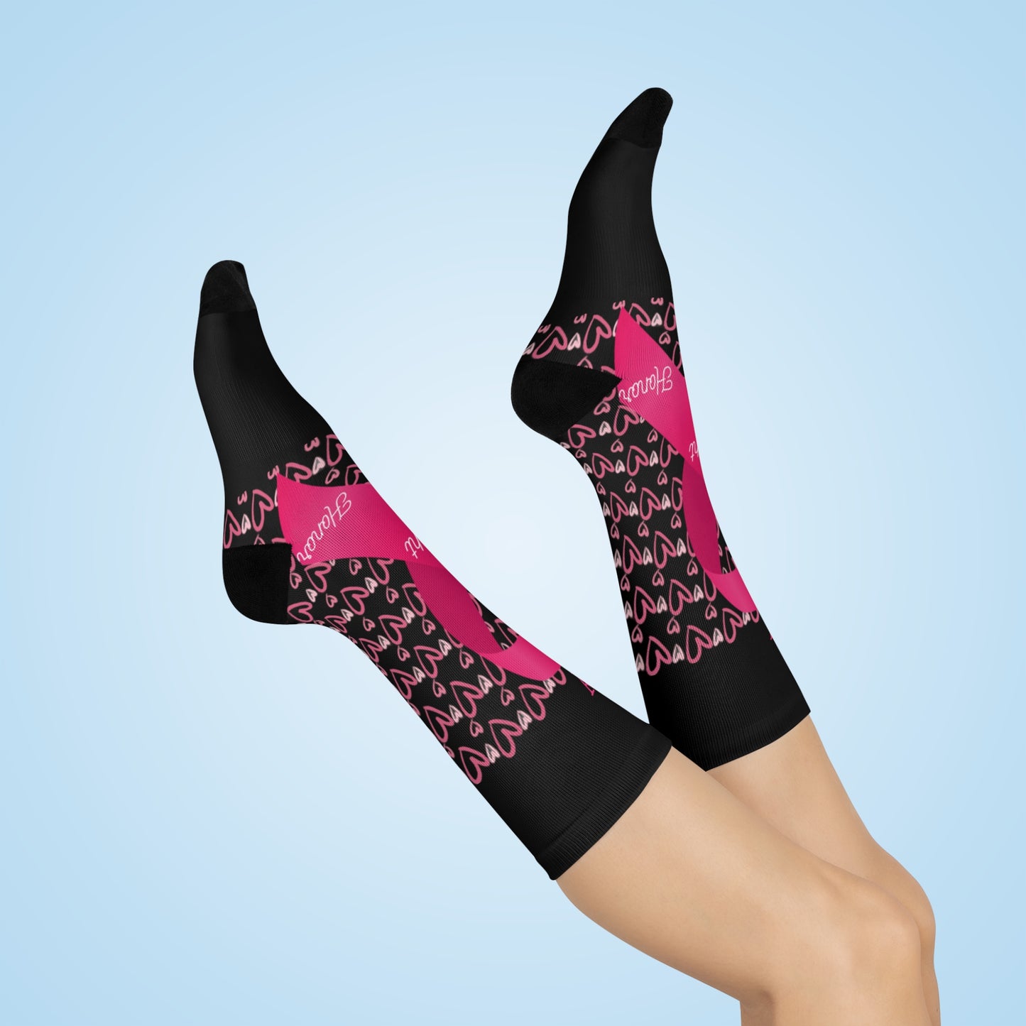 Approach Apparel Breast Cancer Awareness Cushioned Crew Socks - Fight, Honor, Love