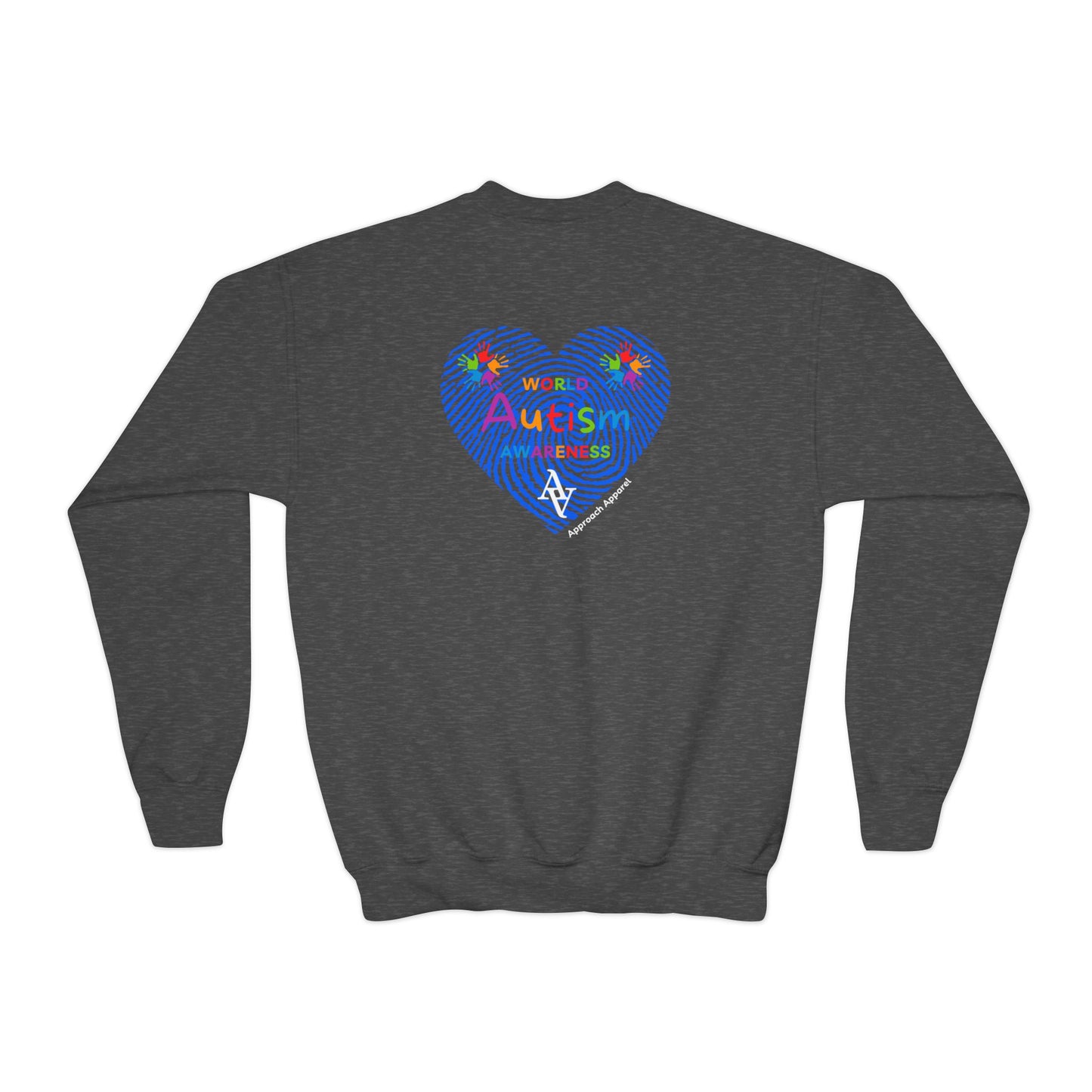 Approach Apparel Youth Crewneck Sweatshirt - Autism Awareness Heart Design