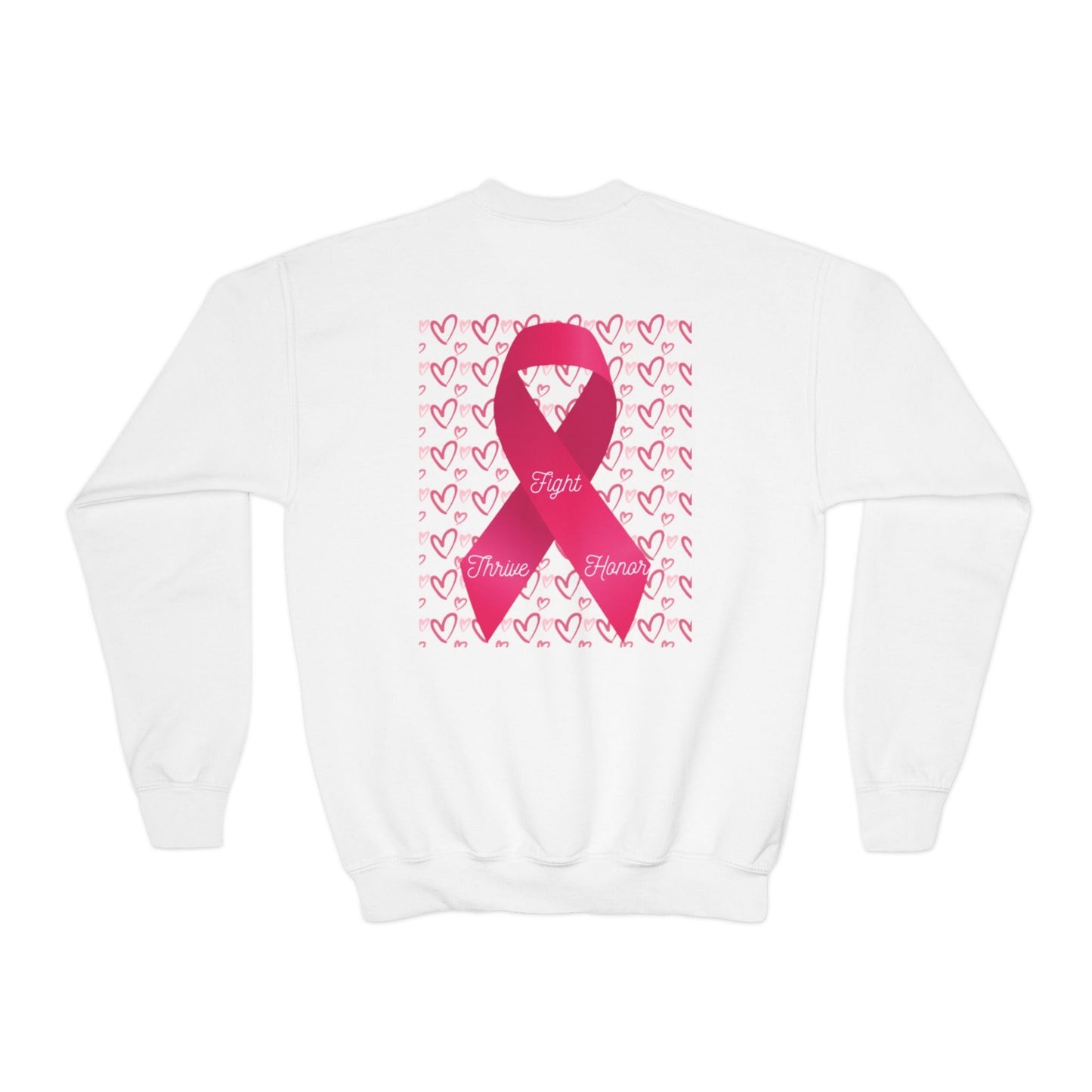 Approach Apparel Breast Cancer Awareness Youth Crewneck Sweatshirt, Supportive Apparel, Gift for Teens, Love, Empowerment, Pink Ribbon