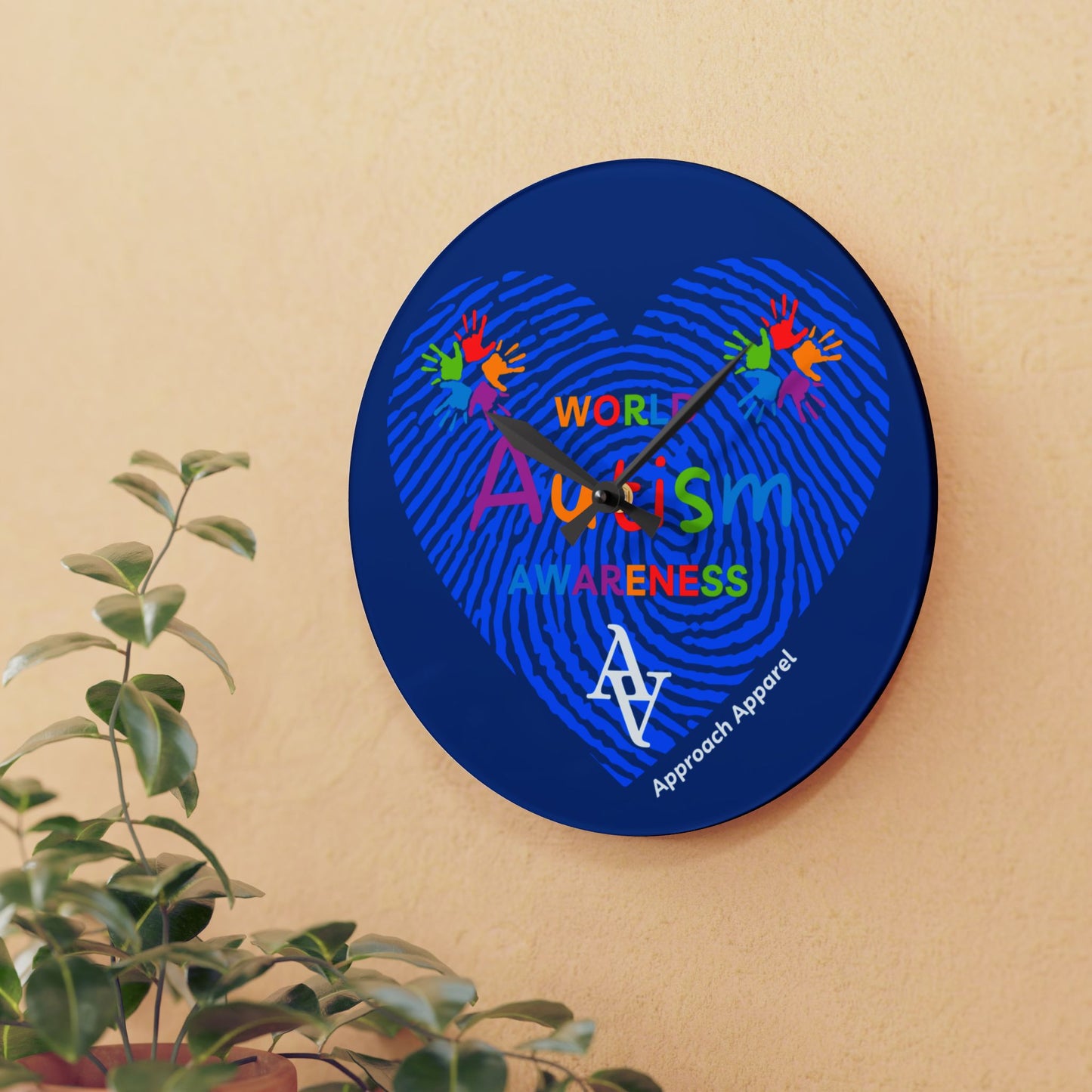 Approach Apparel Autism Awareness Acrylic Wall Clock, Home Decor, Gift for Autism Month, Educational Wall Art, Motivational Gift