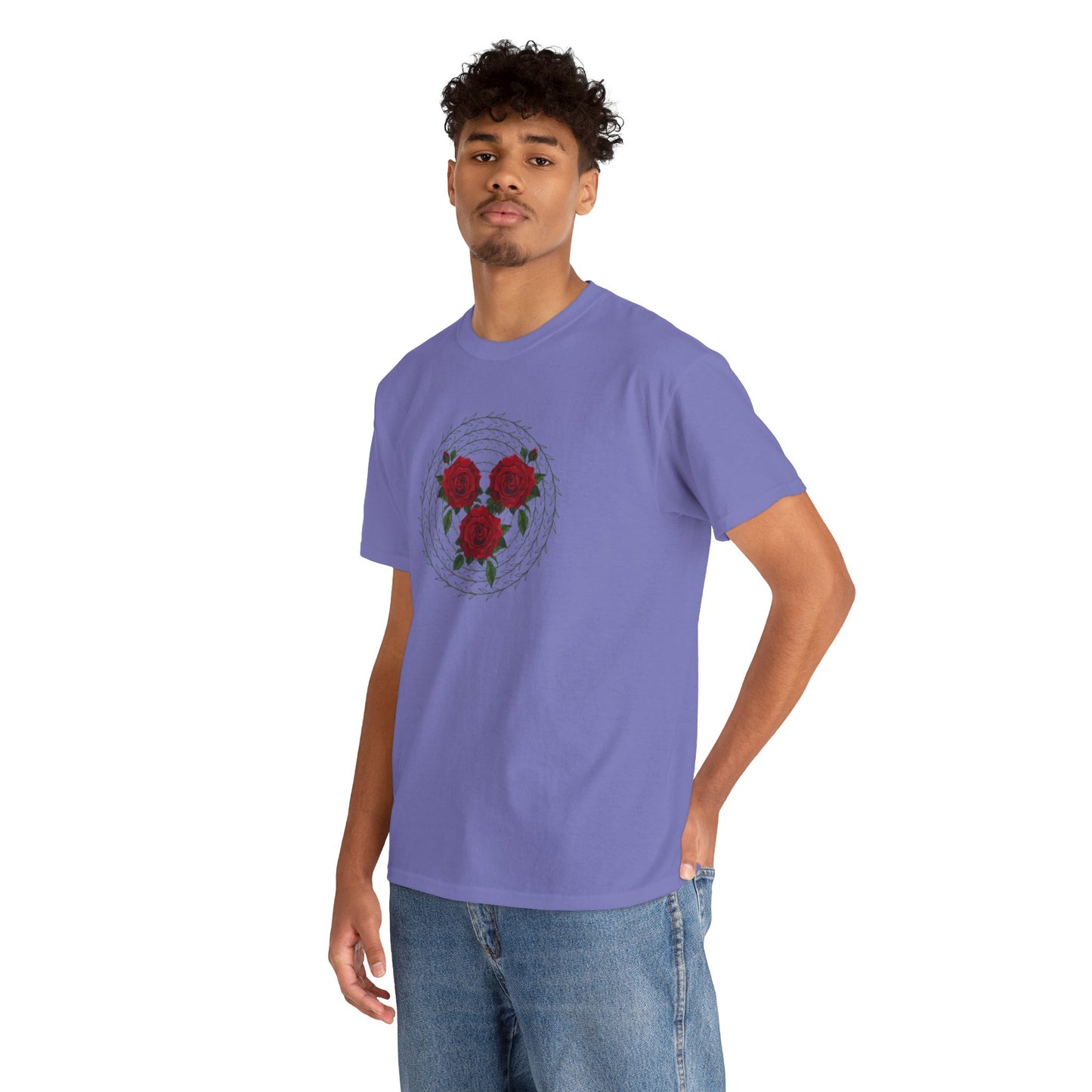 Approach Apparel Rose Embroidered Heavy Cotton Tee, Casual Summer Top, Vintage Style Gift, Floral Graphic Shirt, Trendy Streetwear