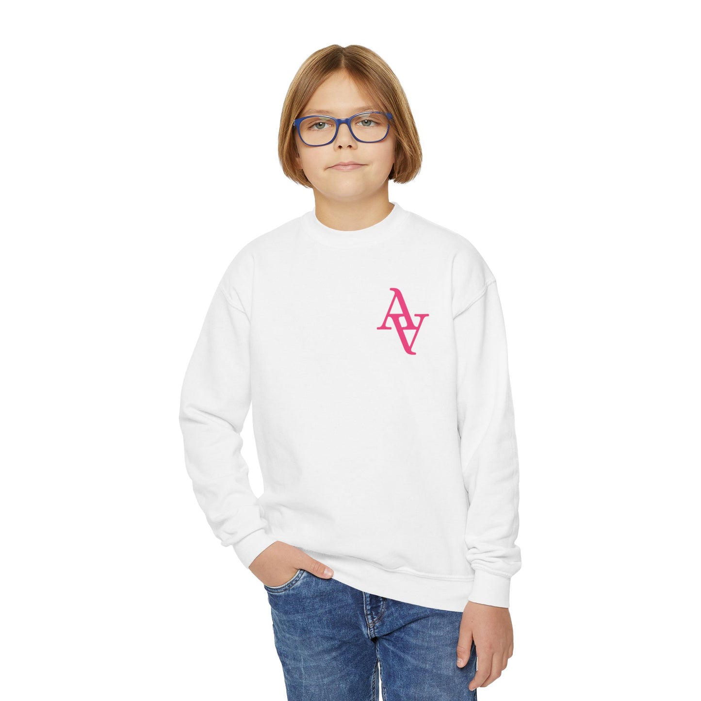 Approach Apparel Breast Cancer Awareness Youth Crewneck Sweatshirt, Supportive Apparel, Gift for Teens, Love, Empowerment, Pink Ribbon