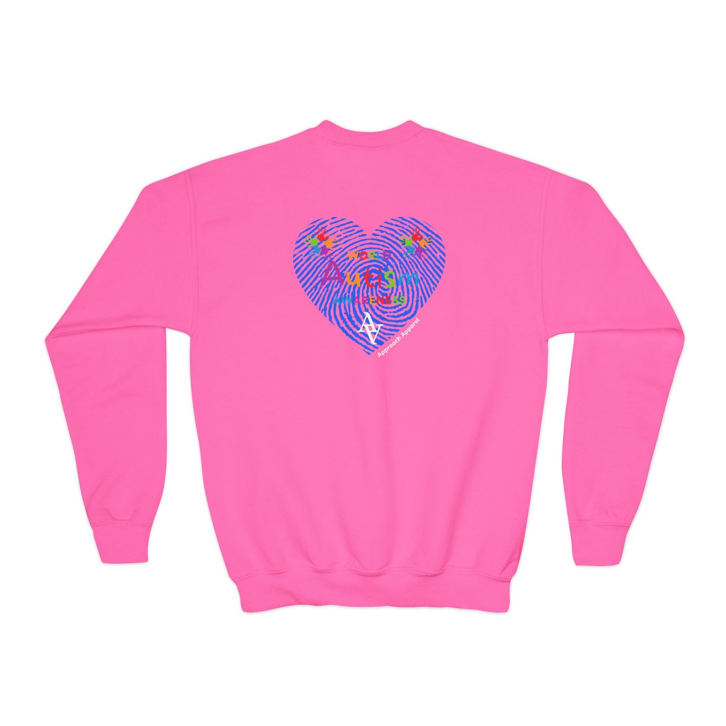 Approach Apparel Youth Crewneck Sweatshirt - Autism Awareness Heart Design