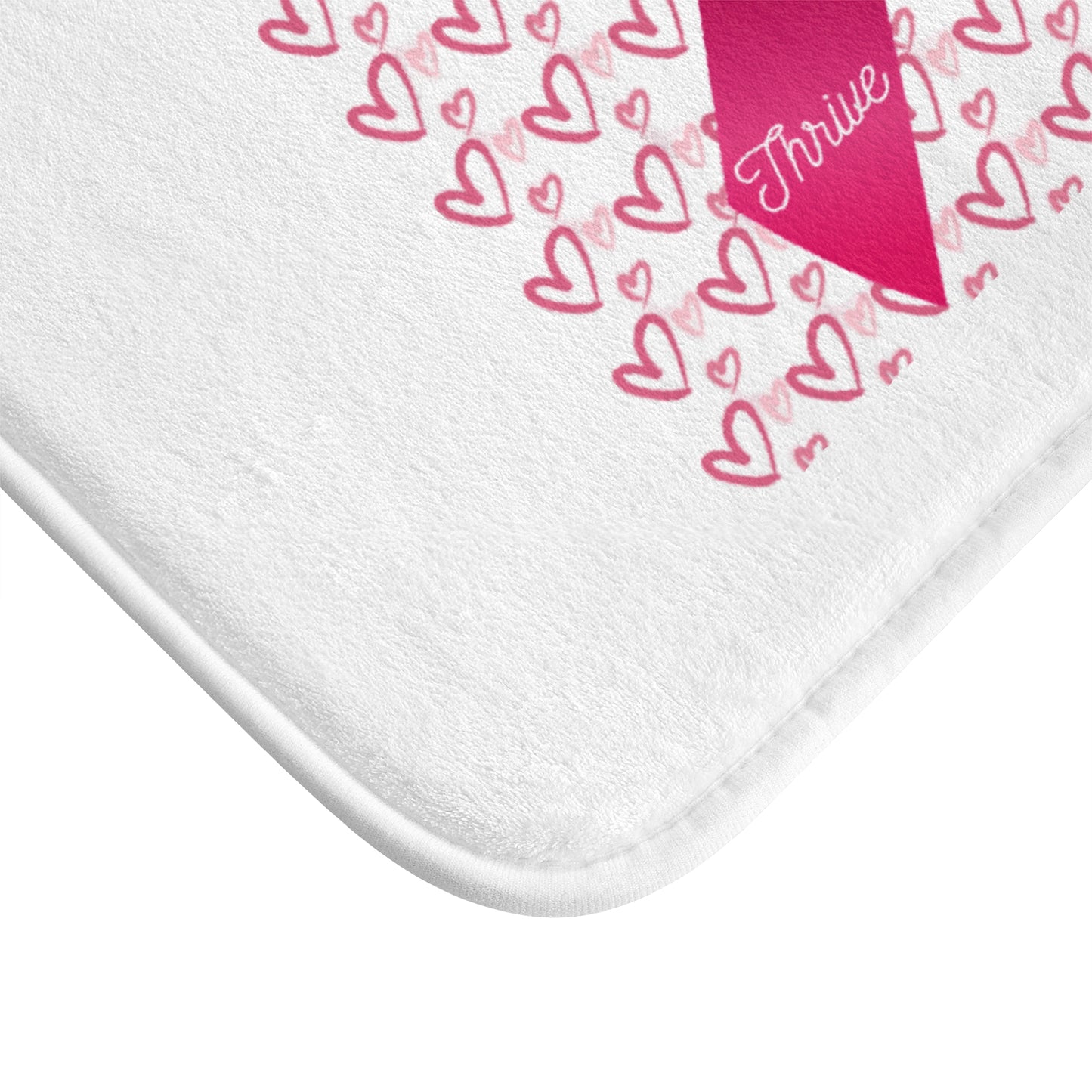 Approach Apparel Pink Ribbon Bath Mat for Awareness, Fight Cancer Bathroom Decor, Support Breast Cancer Fighters, Gift for Survivors, Heart Ribbon Design