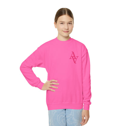 Approach Apparel Breast Cancer Awareness Youth Crewneck Sweatshirt, Supportive Apparel, Gift for Teens, Love, Empowerment, Pink Ribbon