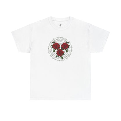 Approach Apparel Rose Embroidered  Heavy Cotton Tee, Casual Summer Top, Vintage Style Gift, Floral Graphic Shirt, Trendy Streetwear