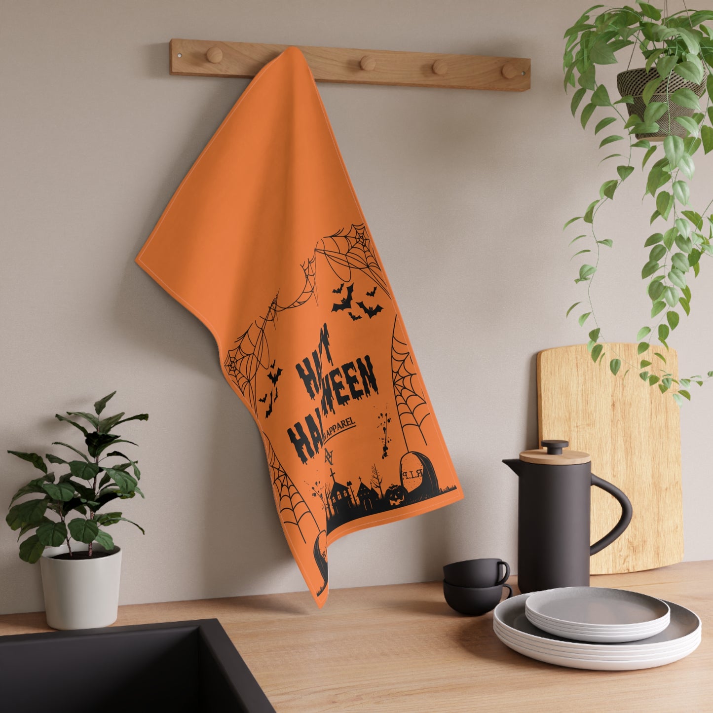 Approach Apparel Halloween Tea Towels, Spooky Kitchen Decor, Fall Home Accessories, Holiday Gifts, Festive Dish Towels, Haunted House Theme