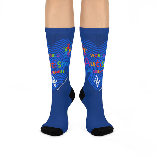 Approach Apparel Autism Awareness Cushioned Crew Socks - Blue Heart Design