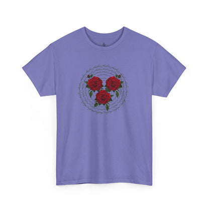 Approach Apparel Rose Embroidered  Heavy Cotton Tee, Casual Summer Top, Vintage Style Gift, Floral Graphic Shirt, Trendy Streetwear