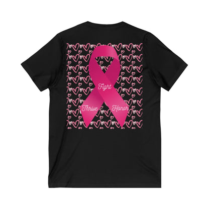 Approach Apparel Breast Cancer Awareness V-Neck Tee - Fight, Thrive, Hope