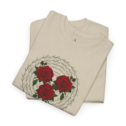 Approach Apparel Rose Embroidered  Heavy Cotton Tee, Casual Summer Top, Vintage Style Gift, Floral Graphic Shirt, Trendy Streetwear