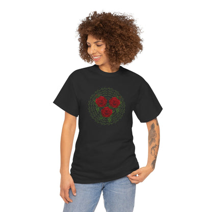 Approach Apparel Rose Embroidered  Heavy Cotton Tee, Casual Summer Top, Vintage Style Gift, Floral Graphic Shirt, Trendy Streetwear