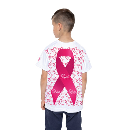 Approach Apparel Kids Sports Jersey - Fight, Thrive, Honor Breast Cancer Awareness Tee